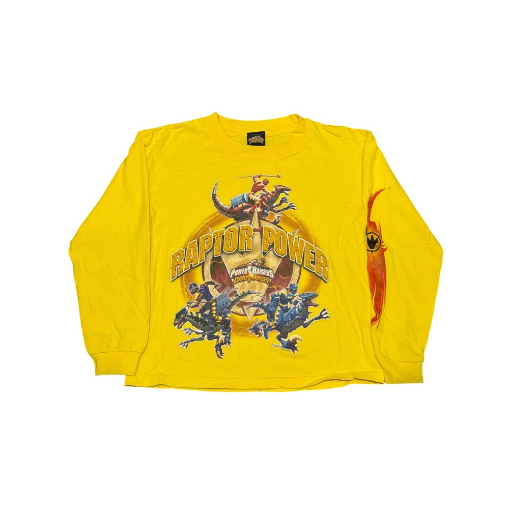 Vintage Power‎ Rangers Dino Thunder Yellow Long Sleeve Shirt Raptor Power Kids